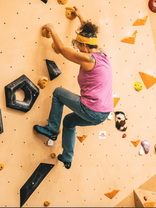Over 60s female climber at Indirock